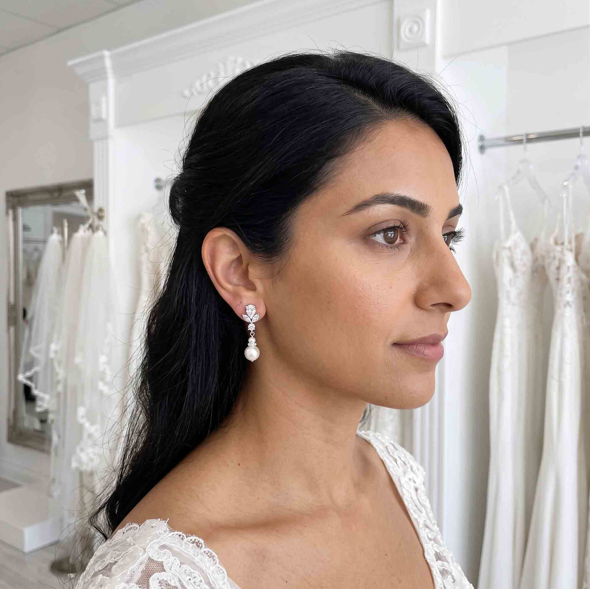 Dainty Pearl Drop Clip On Earrings-Nicole