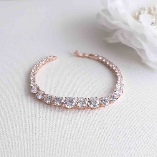 Graduated Tennis Bracelet in Rose Gold and Cubic Zirconia - Nora