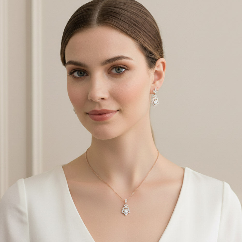 Rose Gold Vintage Earrings for Brides and Bridesmaids- Norma