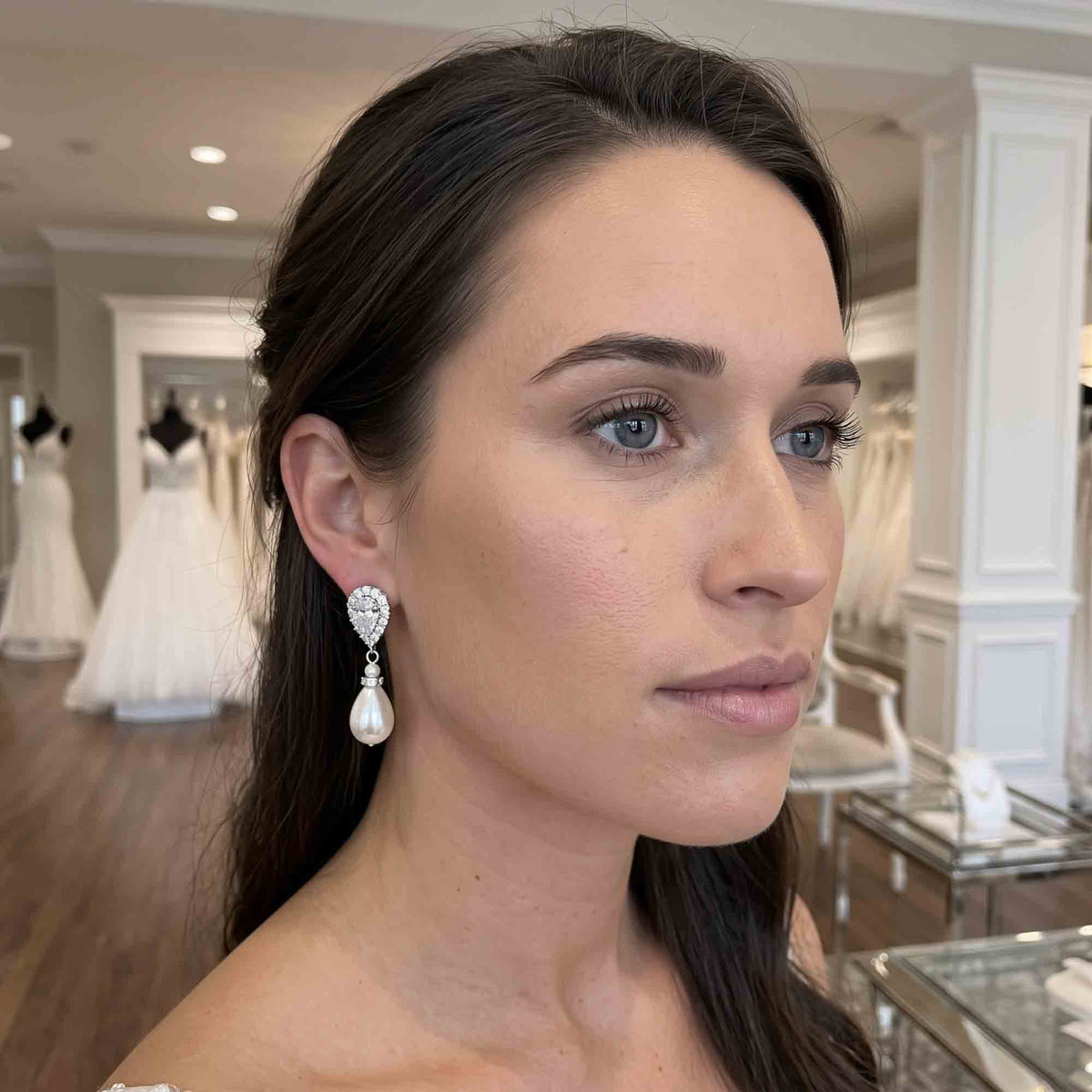 Rose Gold Statement Pearl Drop Earrings - Penelope