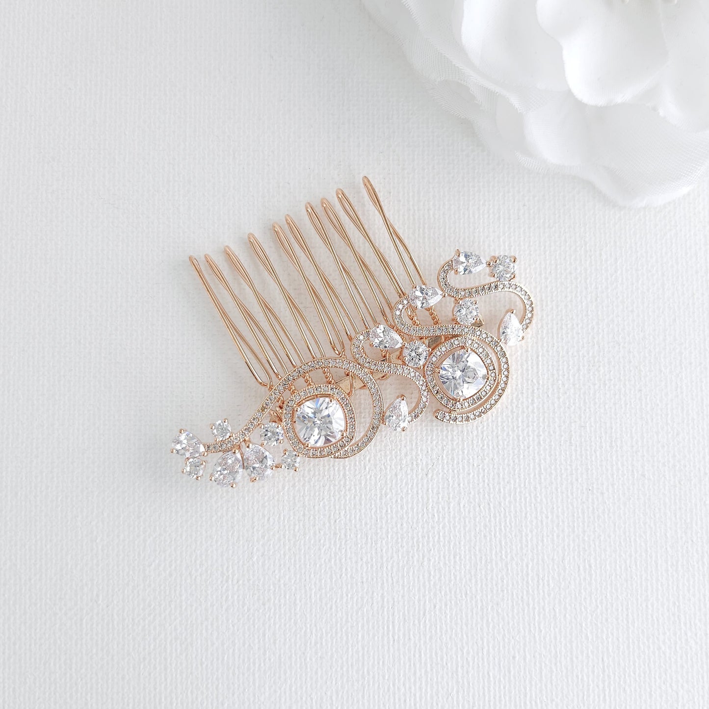 Small Gold Bridal Comb for Veil | 14K Gold & Sparkling Cubic Zirconia Hair Piece - Casey