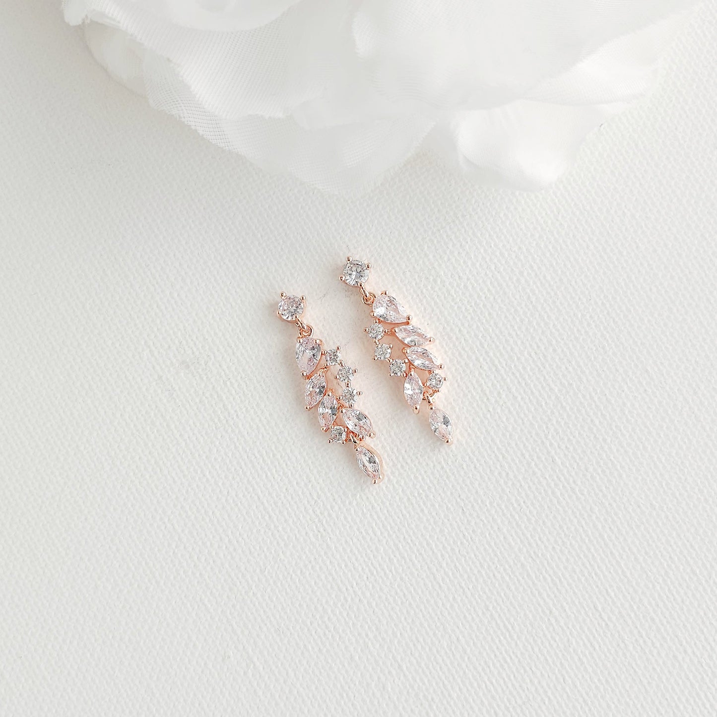 Gold Leaf Drop Earrings for Weddings & Formal Events - Tia