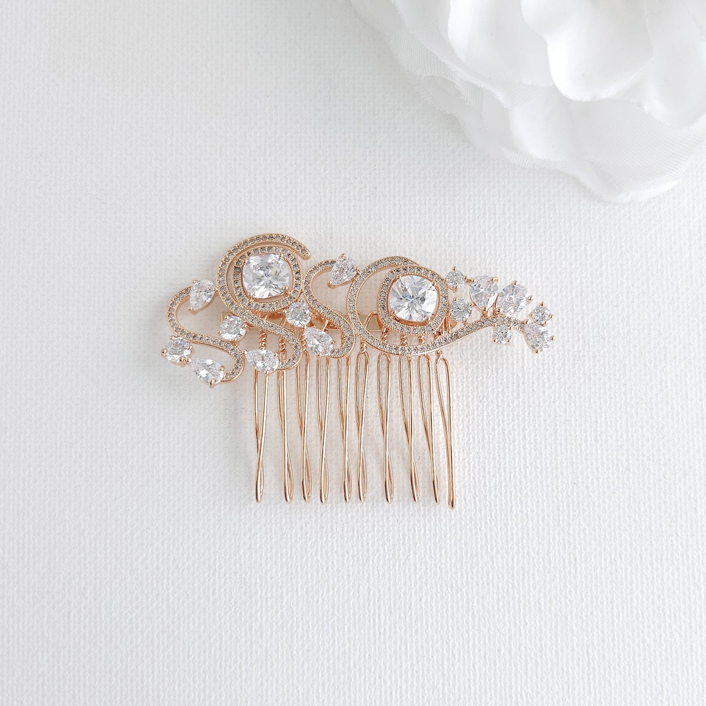Small Bridal Comb for Veil | Cubic Zirconia Wedding Hair Piece-Casey