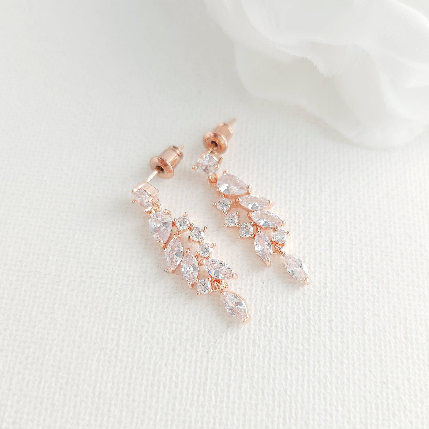 Gold Leaf Drop Earrings for Weddings & Formal Events - Tia