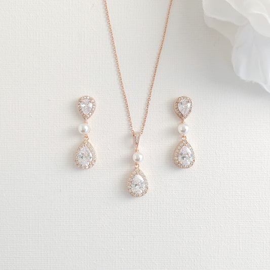 Classic Rose Gold Bridal Jewellery Set - Emma