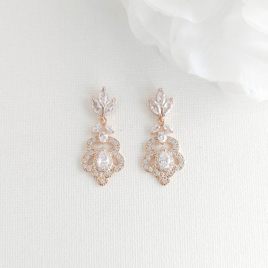 Rose Gold Vintage Earrings for Brides and Bridesmaids- Norma