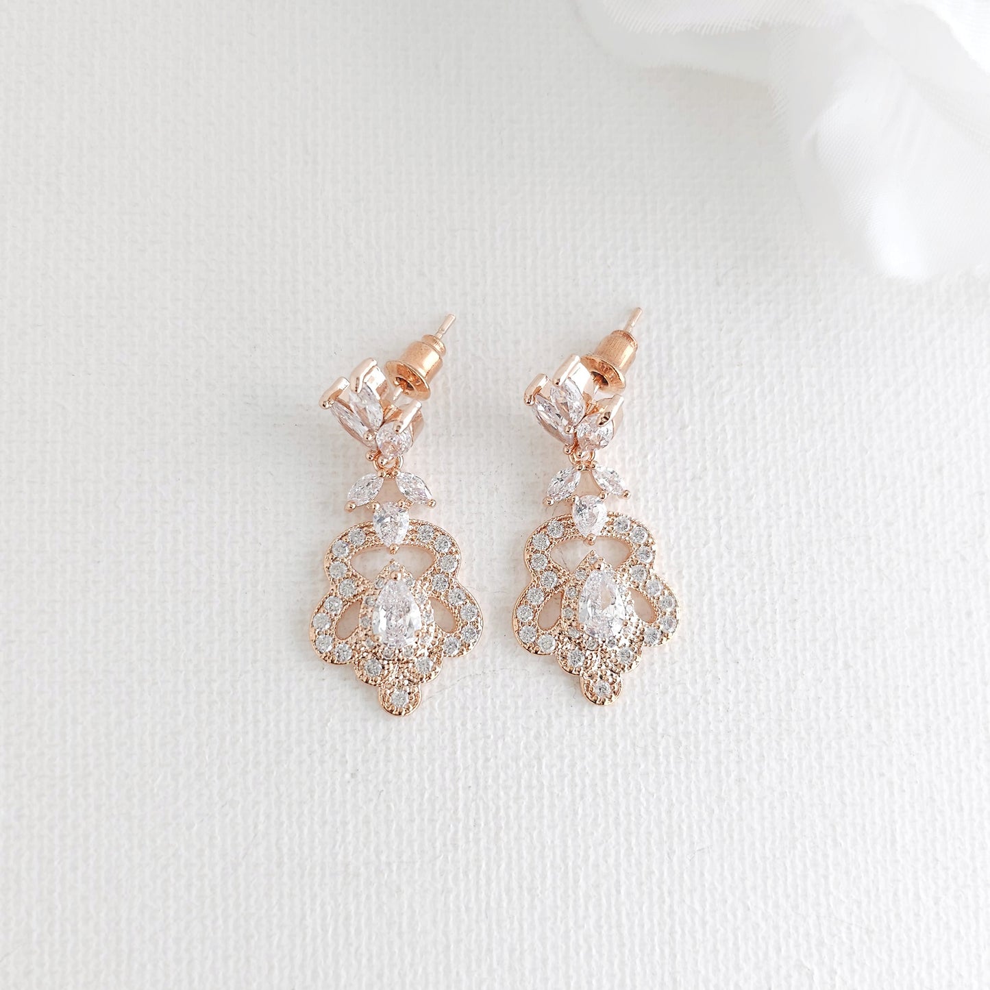 Rose Gold Vintage Earrings for Brides and Bridesmaids- Norma