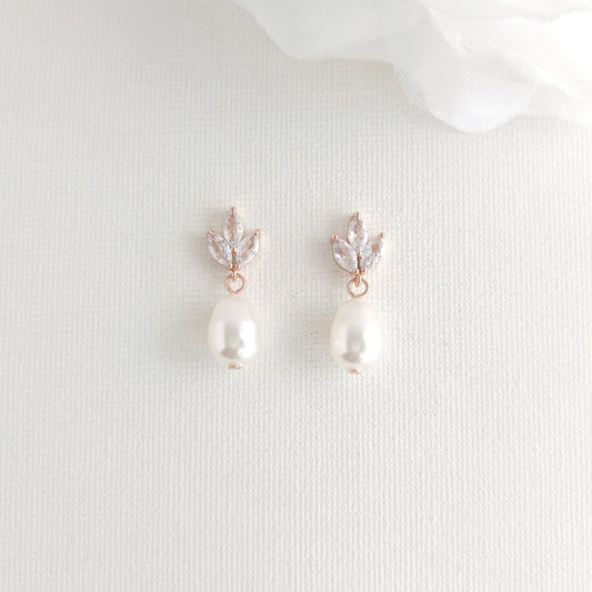 Rose Gold Delicate Pearl Drop Earrings for All Occasions- Vera