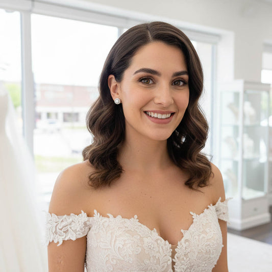 Rose Gold Round Stud Earrings- Denise