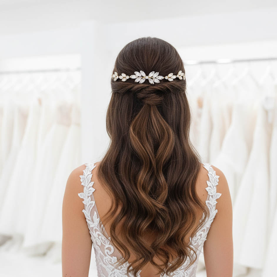 Blue Opal Bridal Headpiece in Rose Gold-Sea Holly