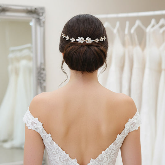 Blue Opal Bridal Headpiece in Rose Gold-Sea Holly