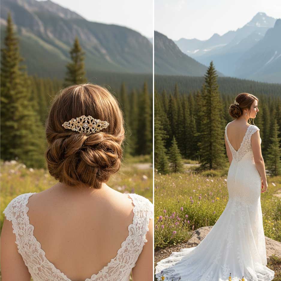 Grand Vintage Gold Hair Comb for A Statement Filigree Heirloom Gowns- Seraphina