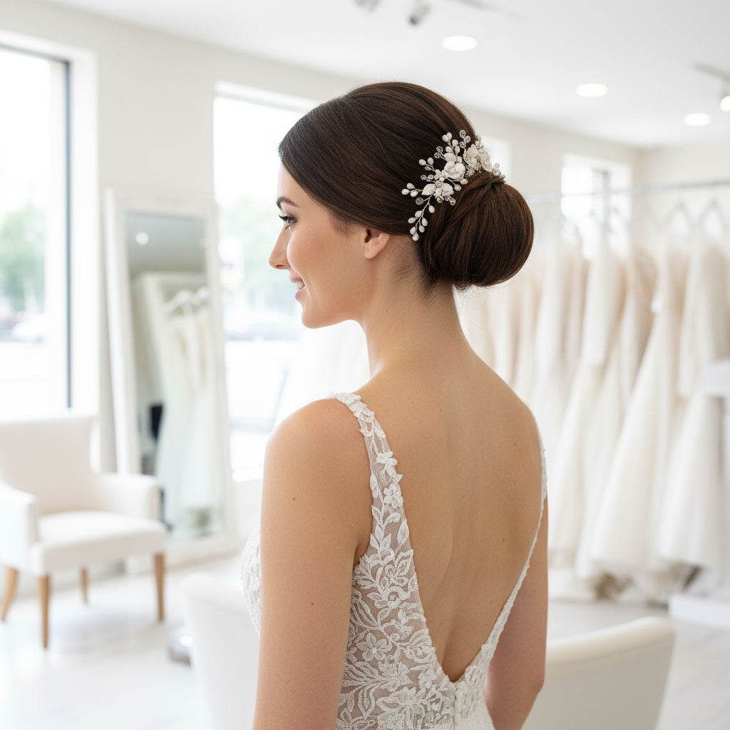 Pearl Wedding Hair Piece-Shay