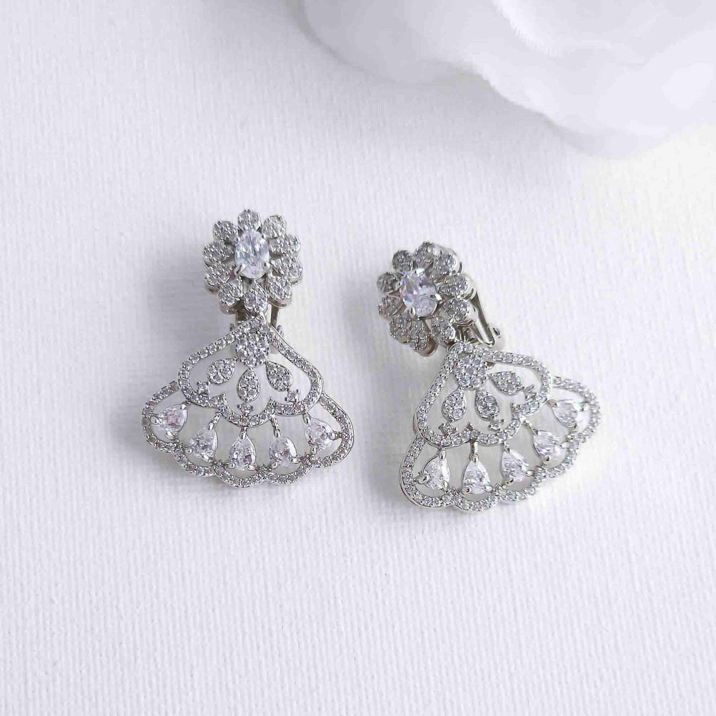 Non-pierced Wedding Clip-On Earrings: Vintage Style and All-Day Comfort- Litvik