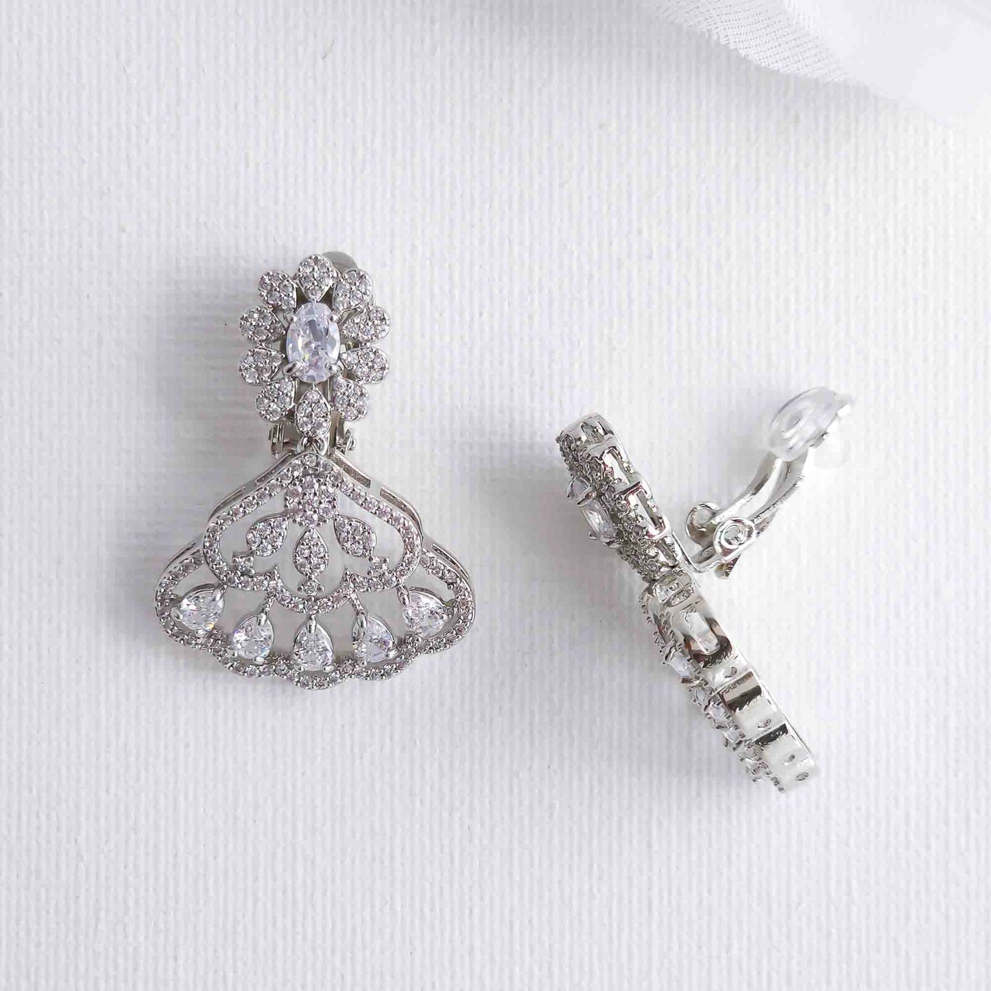 Non-pierced Wedding Clip-On Earrings: Vintage Style and All-Day Comfort- Litvik