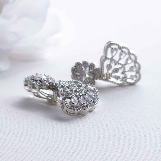 Non-pierced Wedding Clip-On Earrings: Vintage Style and All-Day Comfort- Litvik