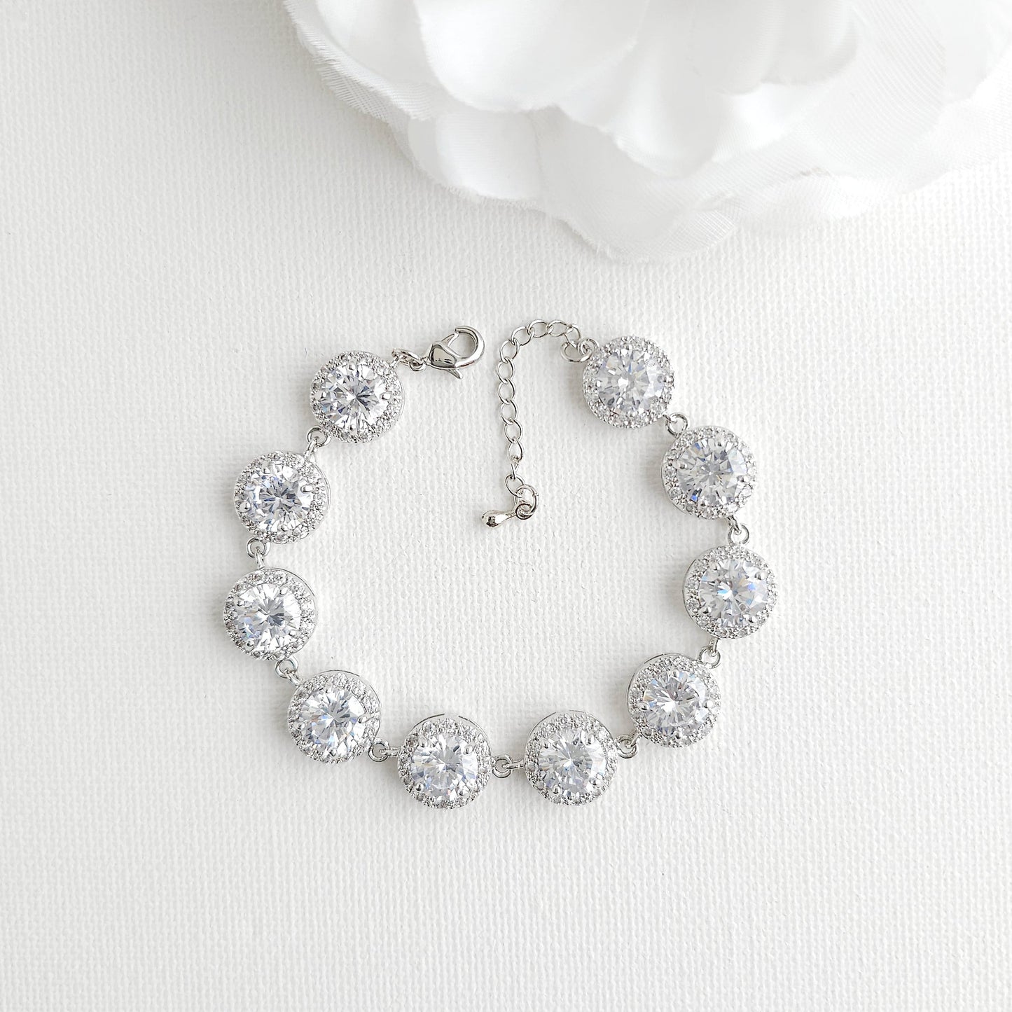 Silver Bridal Bracelet | Tailored Fit Wedding & Evening Jewellery - Grace