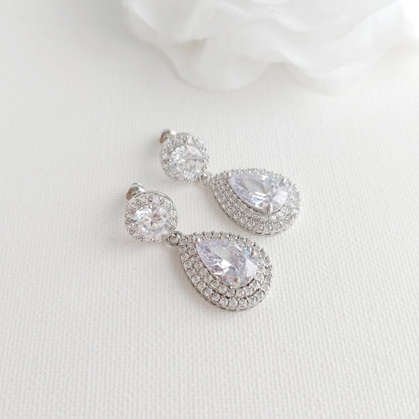 Gold Vintage-Inspired Teardrop Earrings | Statement Double Halo Drop - Grace