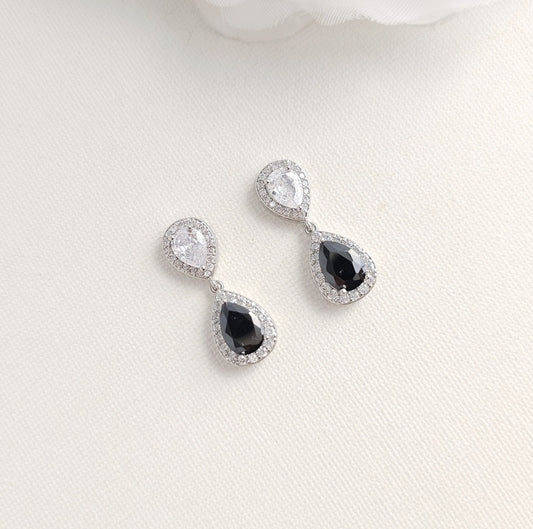 Black & Gold Teardrop Clip On Earrings for Unpierced Ears-Zoe