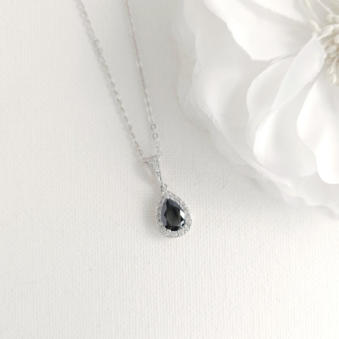 Rose Gold and Black Drop Jewellery Set | Necklace, Earrings & Bracelet for Weddings and Evening Wear - Zoe