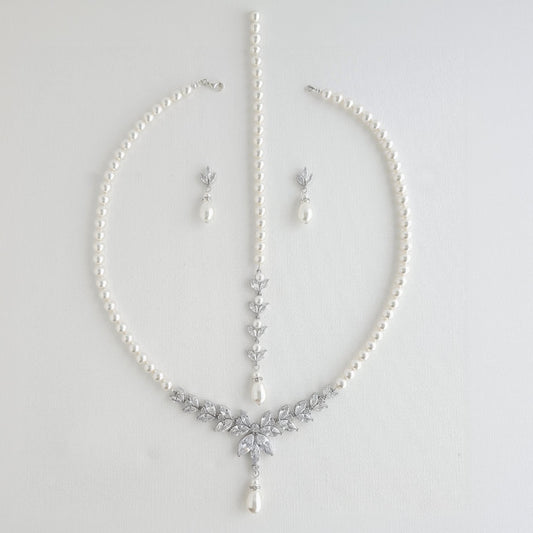 Pearl Bridal Jewelry Set Silver- Katie