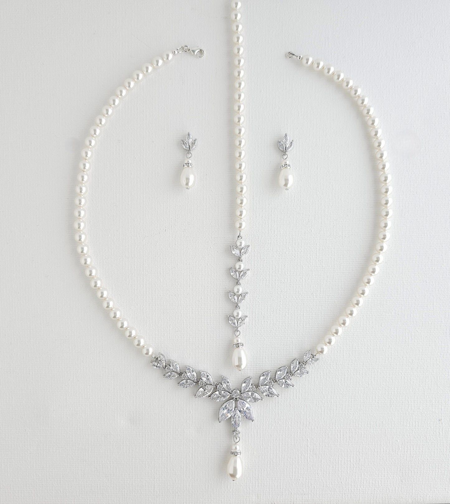 Pearl Necklace and Earrings Wedding Jewellery Set- Katie