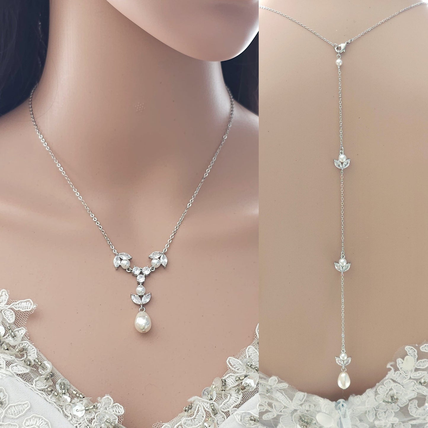 Delicate Back Jewellery for Wedding Dress-Leila