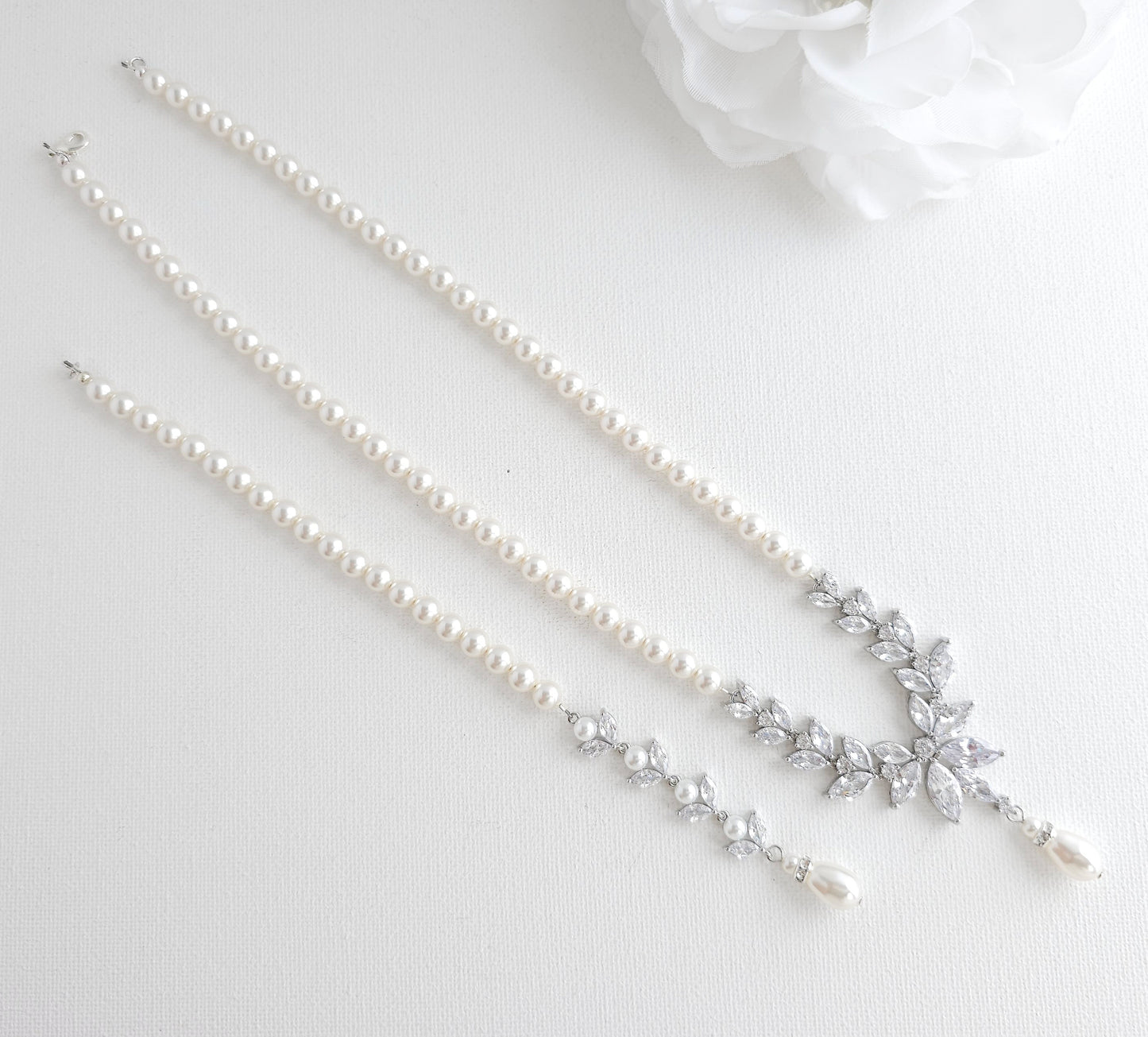 Pearl Necklace and Earrings Wedding Jewellery Set- Katie