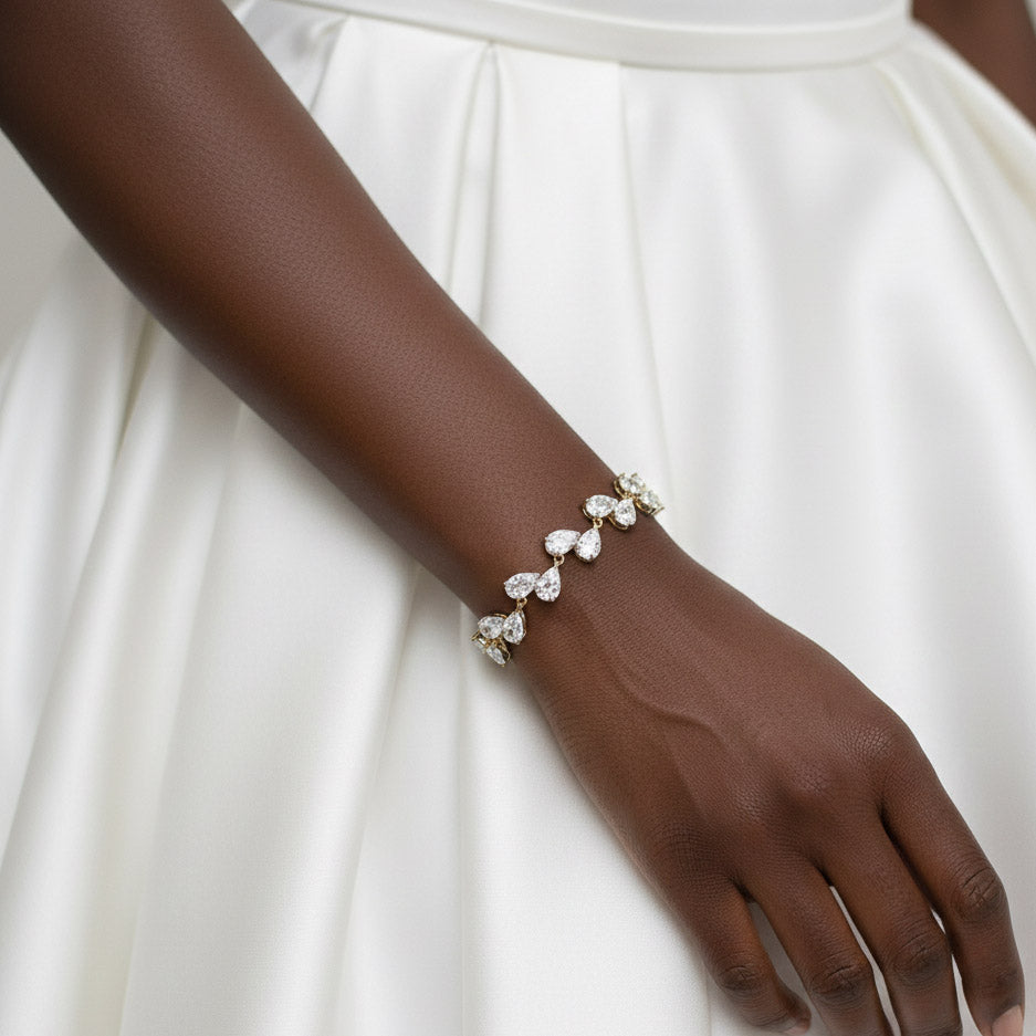 Cubic Zirconia Teardrop Bracelets- Clara