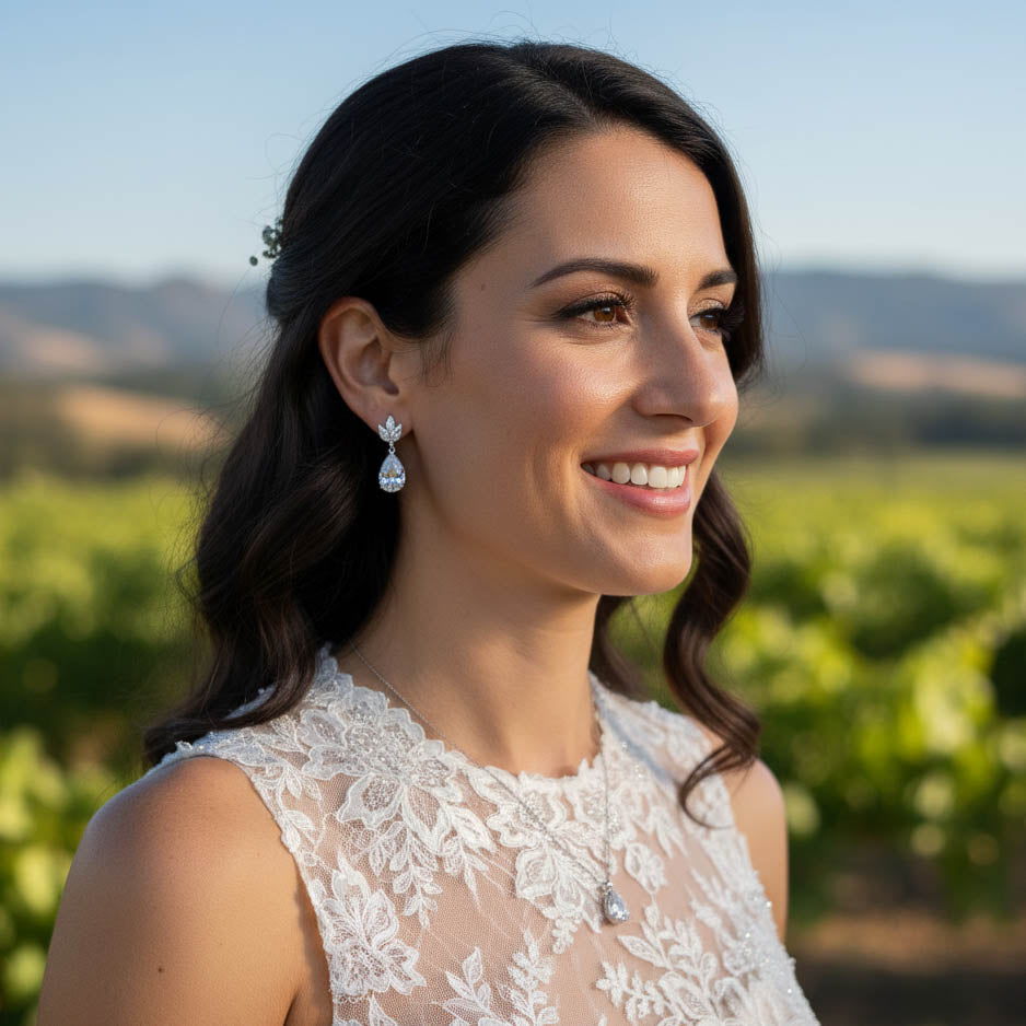 Rose Gold Drop Earrings for Brides| Dainty, Blush Tone Jewelry for Women – Vera