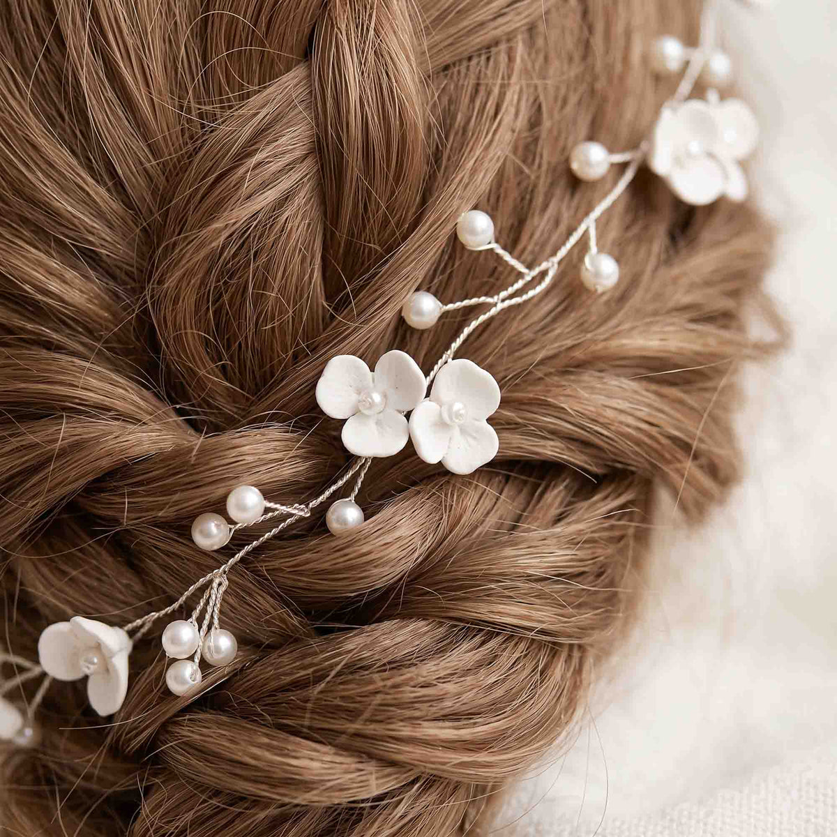 Pearl and Floral Rose Gold Hair Vine Wedding Headpiece - Zaneta