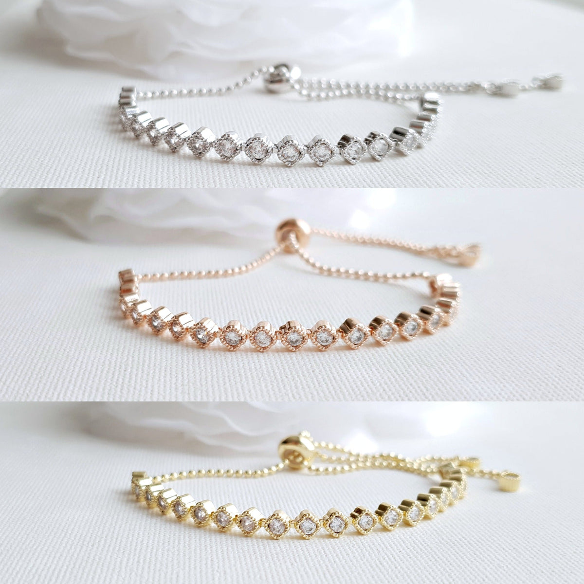 Rose Gold Pearl Wedding Jewellery Set (3-Piece Earrings Necklace Bracelet) – Lisa