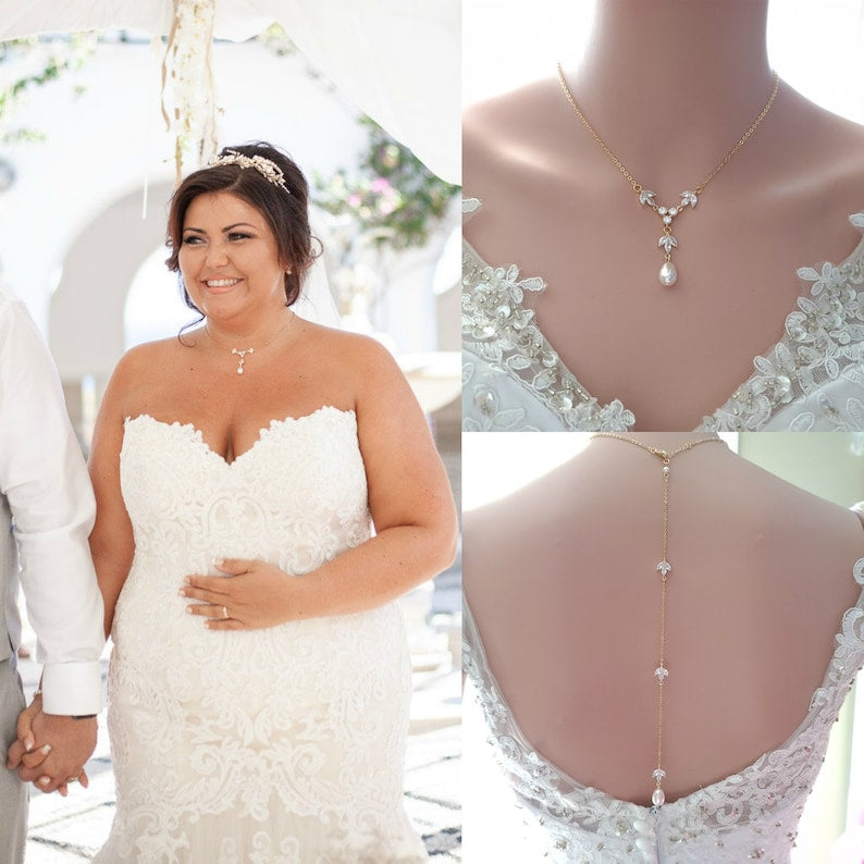 Simple Bridal Jewellery Set-3 Pcs- Silver & Pearl- Leila