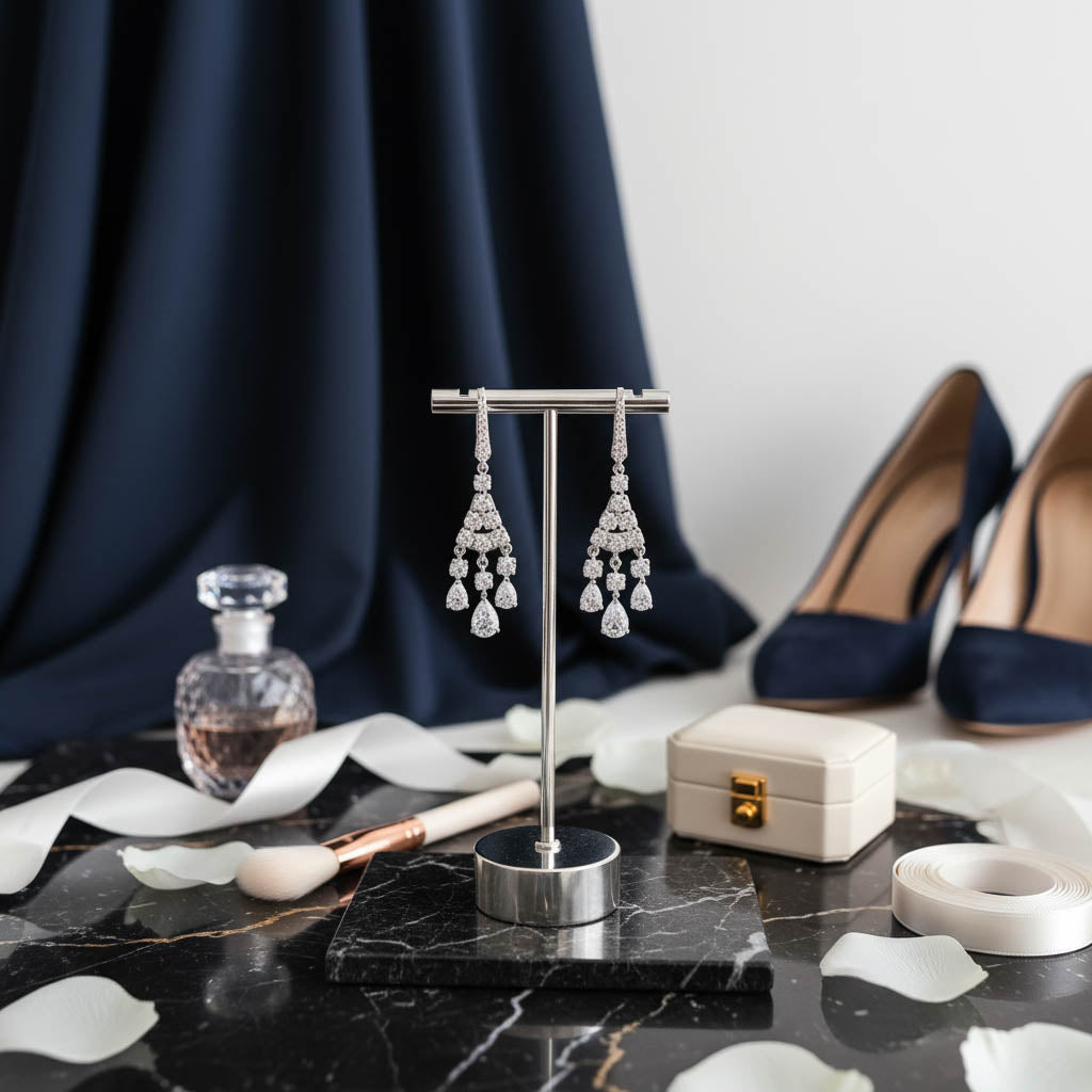 Small Dangle Chandelier Earrings | Petite Crystal Wedding & Guest Jewellery - Ciara