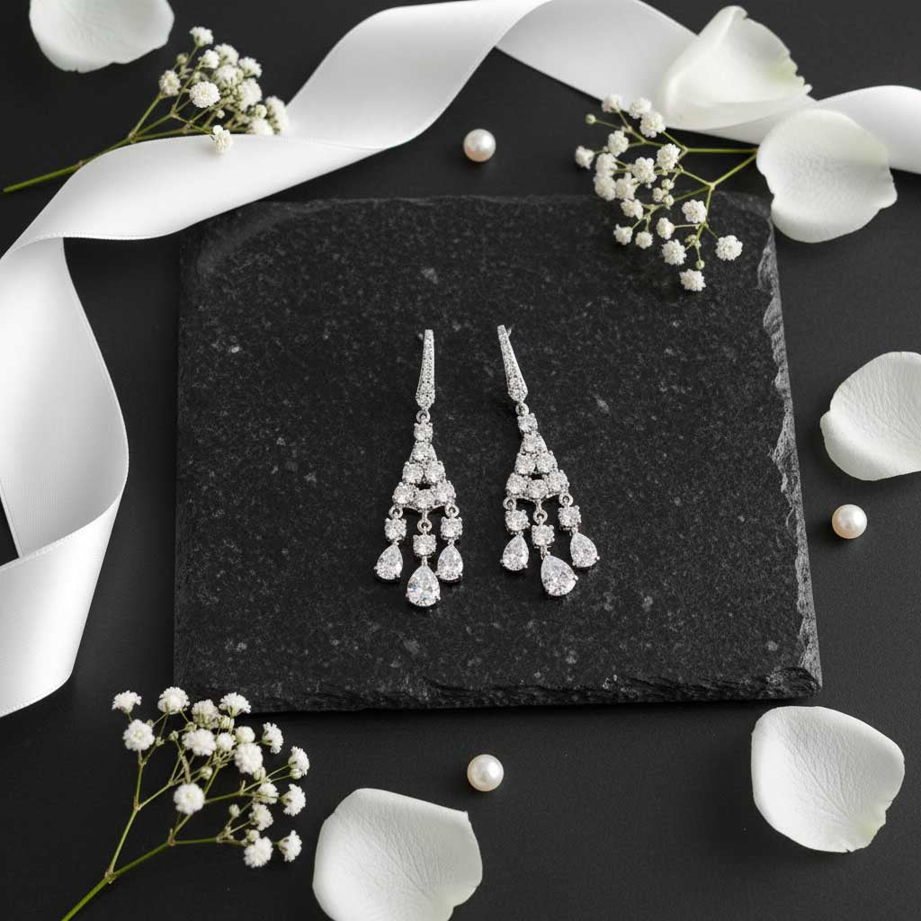 Small Dangle Chandelier Earrings | Petite Crystal Wedding & Guest Jewellery - Ciara