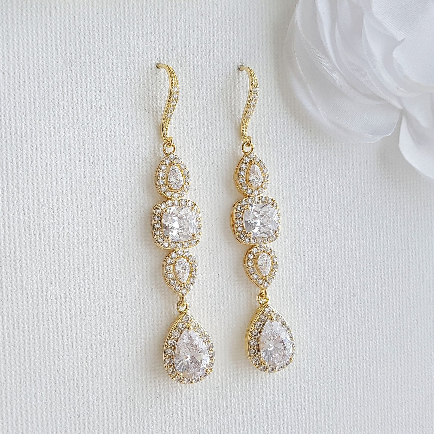 Bridal Dangle Drop Earring Rose Gold-Gianna