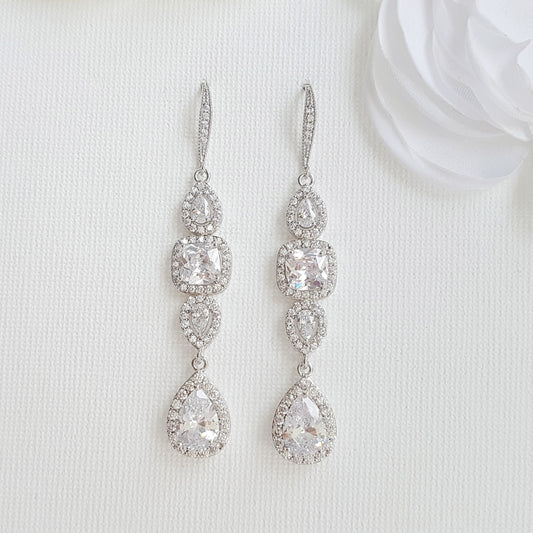 Bridal Dangle Drop Earring Rose Gold-Gianna