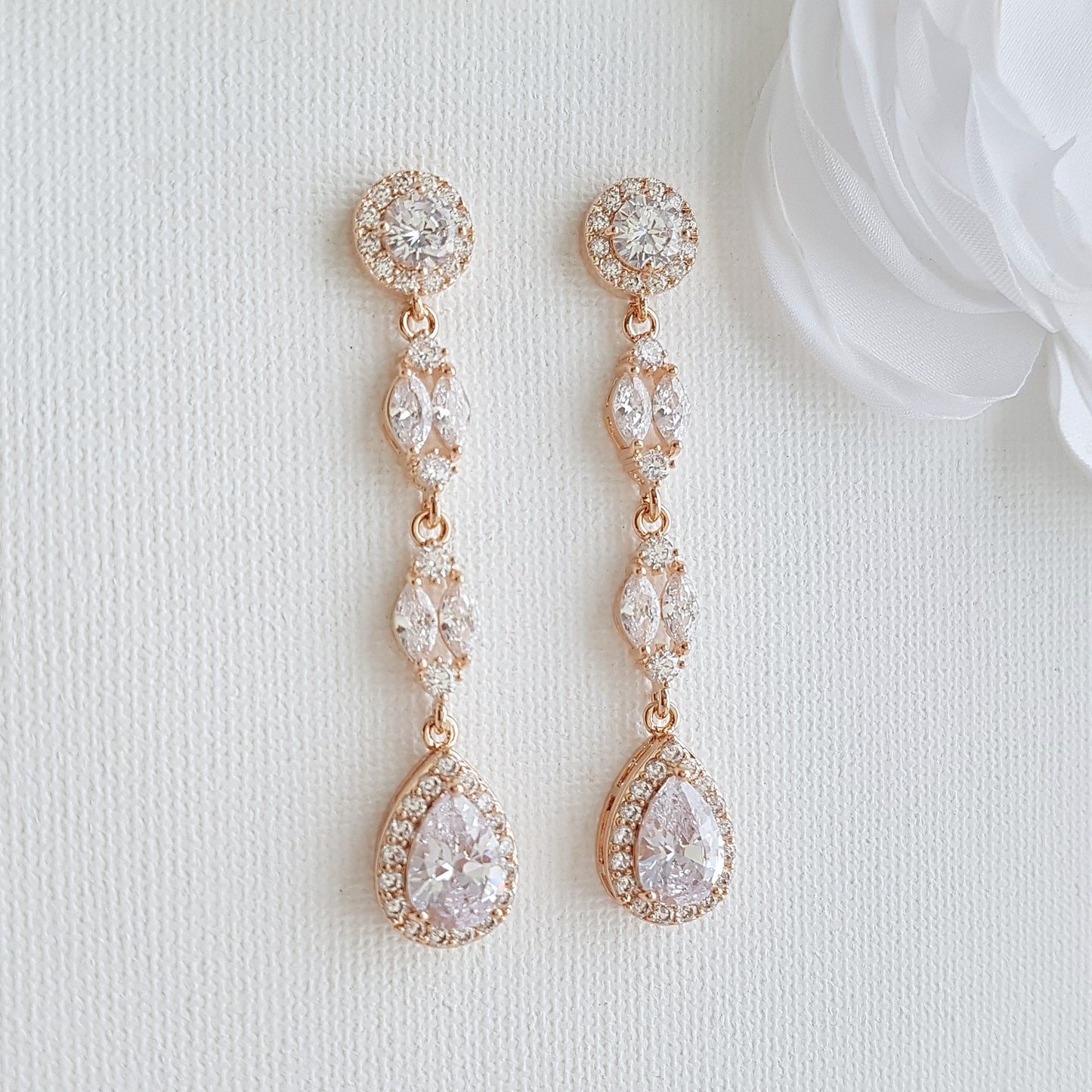 Rose Gold Long Earrings- Hayley