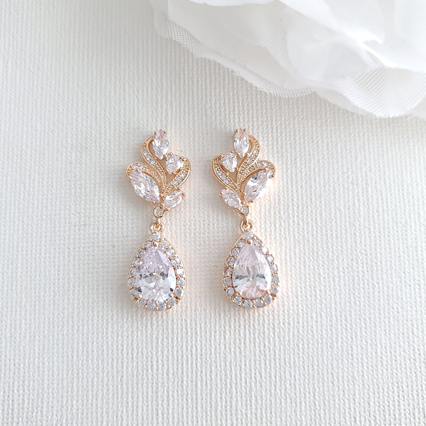 Dainty Gold Earrings with Teardrop- Wavy