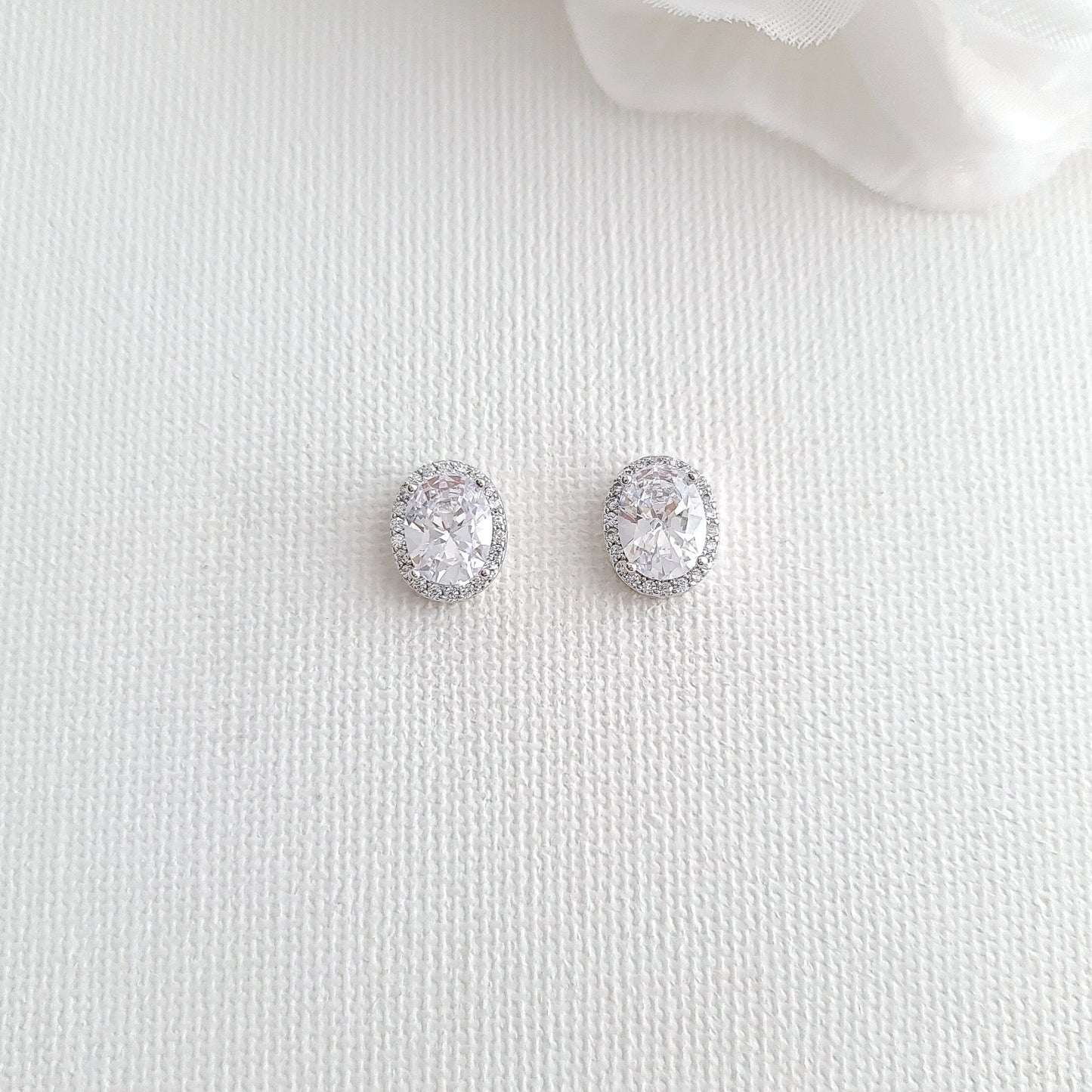 Oval CZ Studs with Gold Plating-Emily