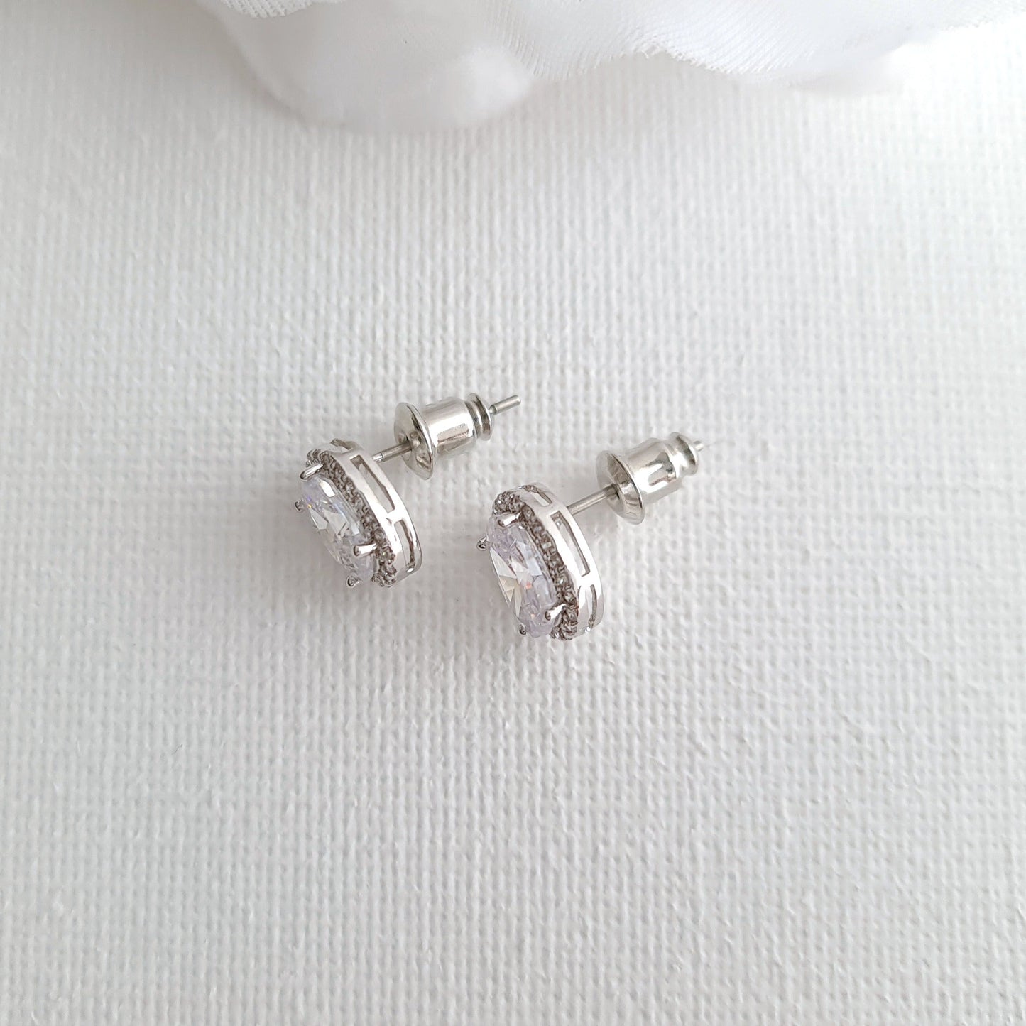 Oval CZ Studs with Gold Plating-Emily