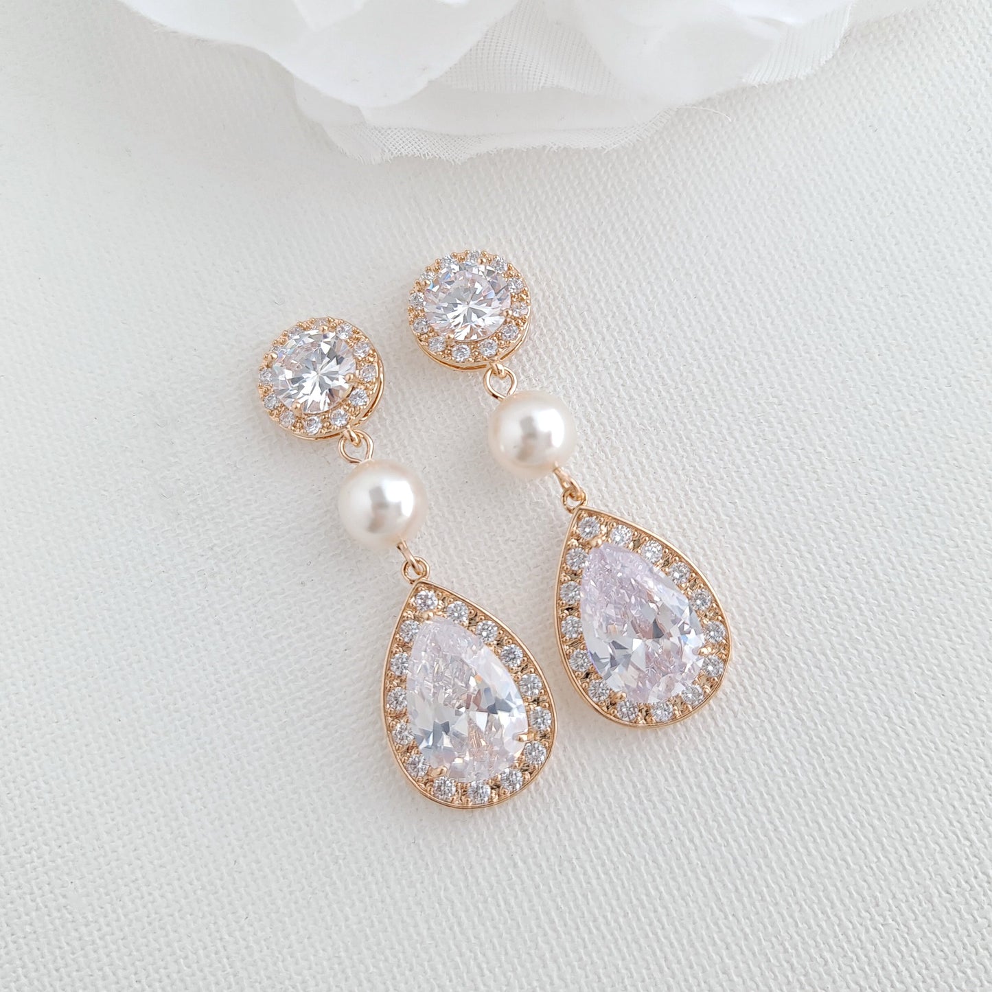 Pearl and Crystal Drop Earrings-Evita