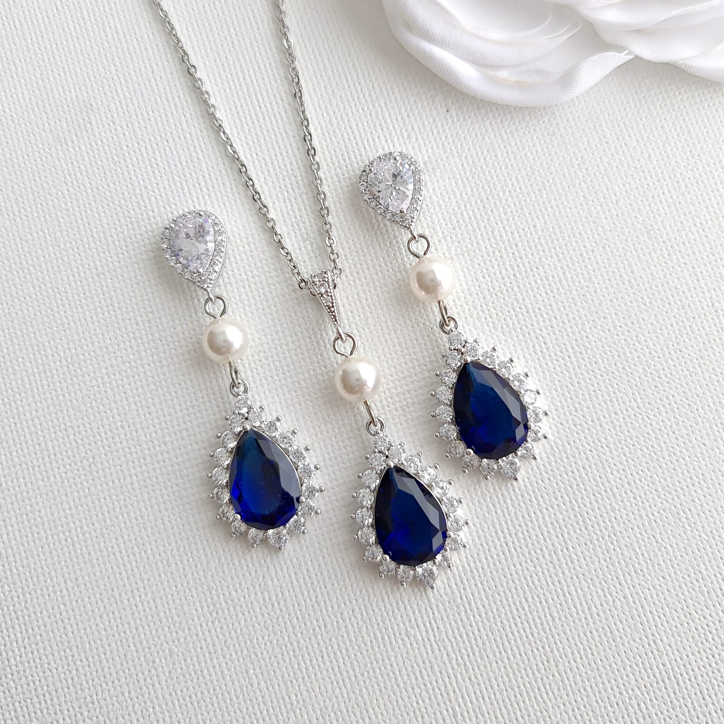 Blue Bridal Jewelry Set-Aoi