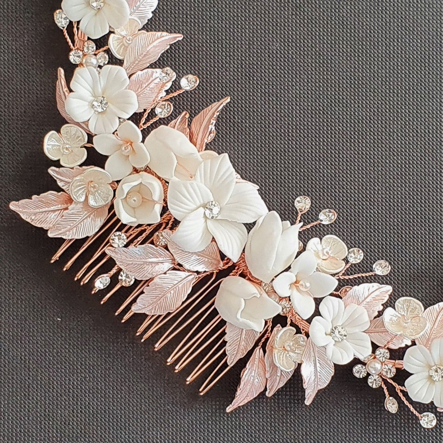 Silver Foral Hair Comb for Brides -Daffodil