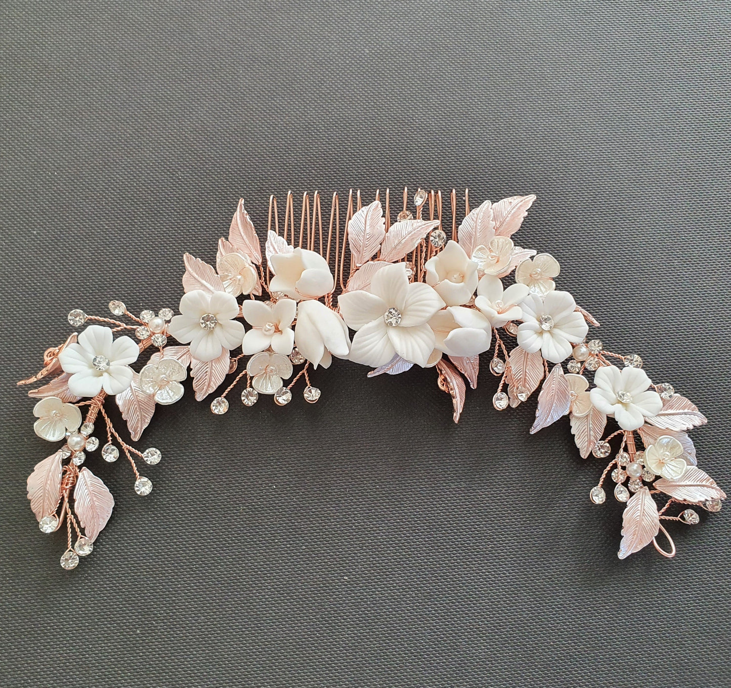 Silver Foral Hair Comb for Brides -Daffodil