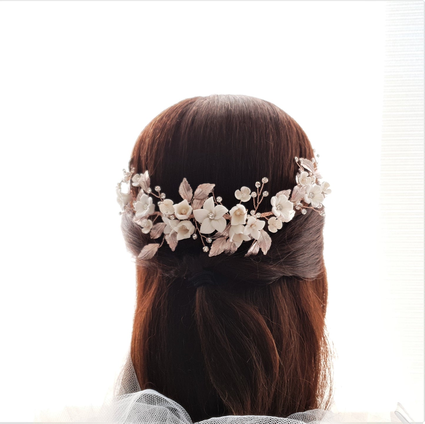 Silver Foral Hair Comb for Brides -Daffodil