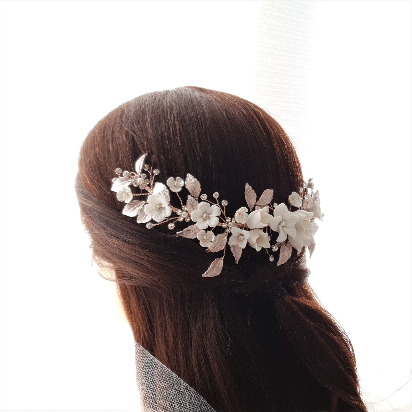 Gold Flower Hair Comb for Weddings -Daffodil