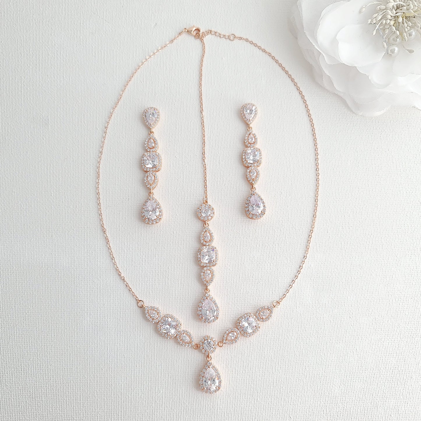 Necklace Set for Brides in Rose Gold- Gianna