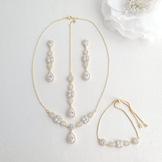 3 Piece Gold Jewellery Set For Brides-Gianna