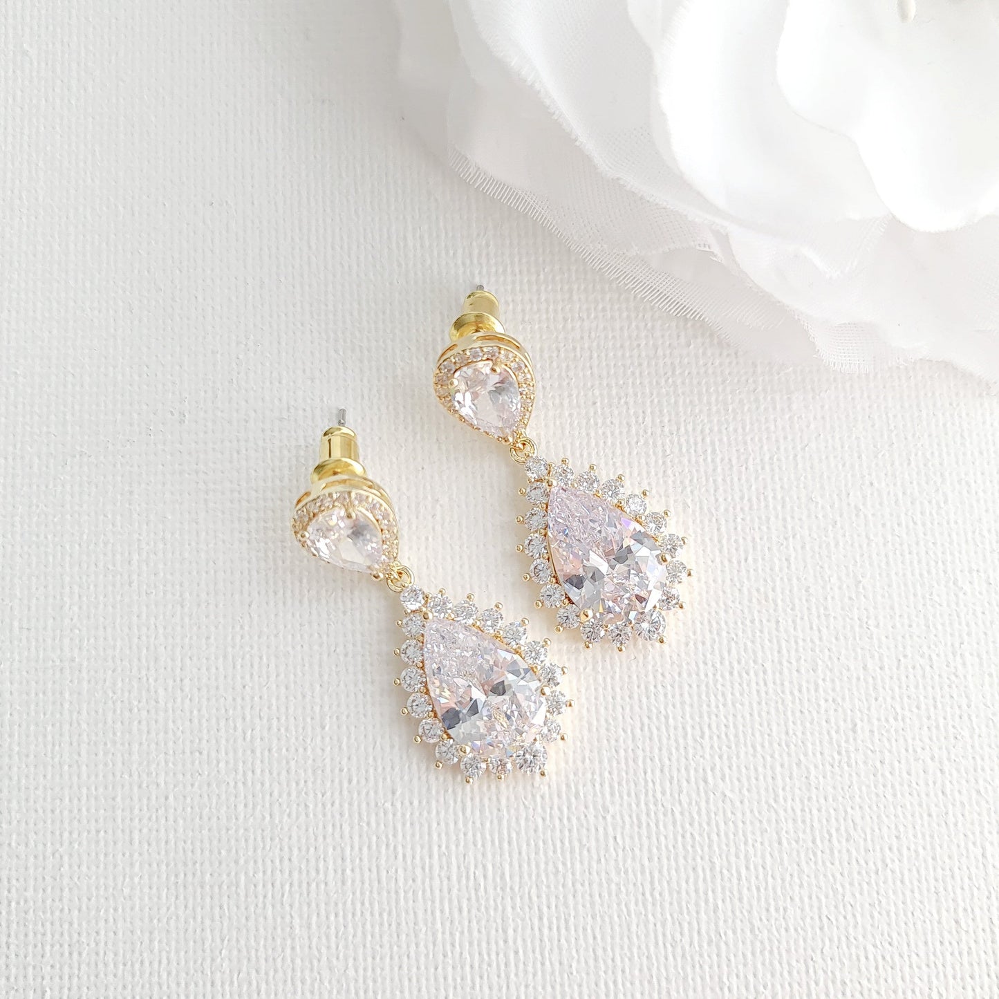 Wedding Jewellery Set in Rose Gold and Crystals-Raya